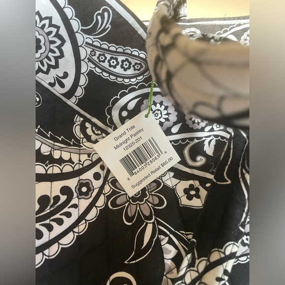 Vera Bradley Black & White Paisley Tote Bag - Picture 3 of 6